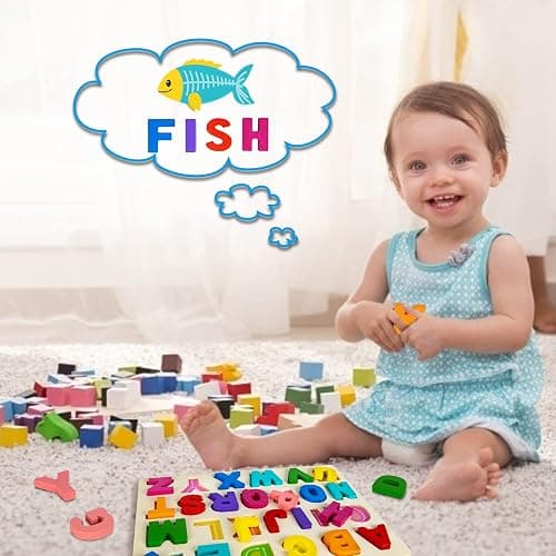Alphabet Puzzle Wooden Puzzles for Toddlers 3 4 5 Year Old, ABC Puzzle Shape Alphabet Learning Puzzles Toys with Puzzle Board & Letter Blocks, Preschool Educational for Girls Boys thumbnail 8