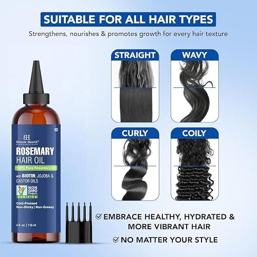 Botanic Hearth Hair Oil for Hair Growth | Rosemary Oil for Hair Growth with Biotin, Castor & Jojoba | Hair Relaxers & Dry Scalp Treatment | Color Safe | All Hair Types | 4 Fl Oz thumbnail 3