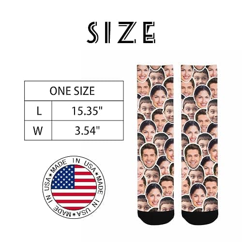 DIYKST Custom Face Socks for Men Women Personalized Photo Socks Love Heart Valentine's Day Christmas Gift for Famliy thumbnail 6