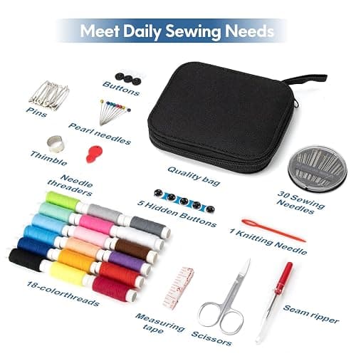 Sewing Kit Basic for Adults, 87 Pcs Sewing Kit with Needle and Thread, Sewing Supplies Portable Travel Emergency Repair Kit for Beginners Home DIY, Gift for Mom and Grandma OKOMER thumbnail 2