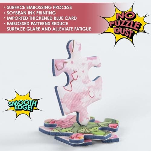 MOMIBOOK 1000 Piece Puzzle for Adults Jigsaw Puzzles of Streets Full of Cherry Blossoms, Painting Image Flower Street Difficult Challenging Hard Impossible Puzzle Unique Christmas Birthday Gifts thumbnail 5