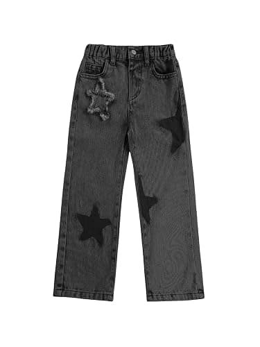 WDIRARA Toddler Girl's Star Print High Waisted Jeans Denim Pants with Pockets - Image 1