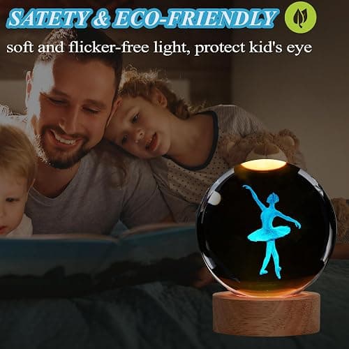 Ballet Night Light, Dance Recital Gifts, K9 3.15 Inch (80mm) Crystal Ball Lamp with 16 Colors Remote Upgraded Lamp for Birthday Xmas Cool Fairygirl Figurines Gifts for Ballerina Girls Room Decor thumbnail 6
