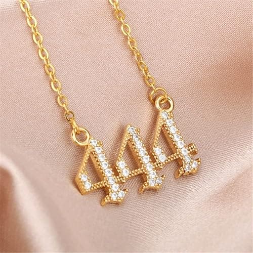 Nayaboo 14k Gold Angel Number Necklace, Dainty Pendants Necklace for Women, 111 222 333 444 555 666 777 888 999 Personalized Number Chain thumbnail 6