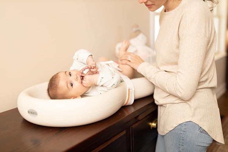 Keekaroo Peanut Changer Baby Vanilla – The Original Made in USA Easy-to-Clean Changing pad and The only Shell Over Foam, Fully Water Repellant, Wipeable Diaper pad, Wipe-Clean Changing pad thumbnail 10