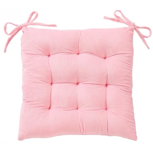 HLOVME Corduroy Chair Cushion with Ties Ultra Soft Warm Floor Cushion for Kids Reading Nook Comfortable Square Seat Cushion for Adult 15.7”x15.7”, White - 1 Count (Pack of 1) - White thumbnail 2
