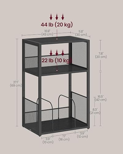 VASAGLE Record Player Stand, 3-Tier Side Table, Vinyl Record Storage up to 100 Albums, End Table for Living Room, Bedroom, Ebony Black ULET275B01 thumbnail 3