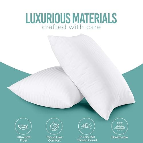 Utopia Bedding Pillows Queen Size Set of 2 (White),Hotel Pillows, Cooling Pillow for Side, Back or Stomach Sleepers - Queen (Pack of 2) thumbnail 4