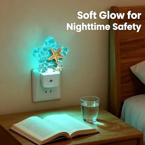 Caifujiqi Night Light Plug-in into Wall Dusk to Dawn Smart Sensor White Led Nightlight for Bedroom Bathroom Kitchen Hallway Stairs Energy Efficient Decor Desk Lamp Beach Decor thumbnail 3