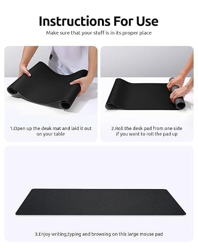 YSAGi Leather Desk Protector, Office Mat, Large Mouse Mat, Non-Slip PU Leather Blotter, Laptop Desk Mat, Waterproof Writing Pad for Office and Home (Black, 31.5" x 15.8") thumbnail 9