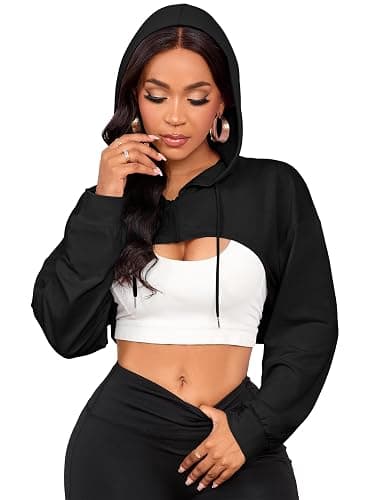 LovelyWholesale Women Cropped Hoodie Zip Up Long Sleeve Crop Top Sweatshirts - Image 1