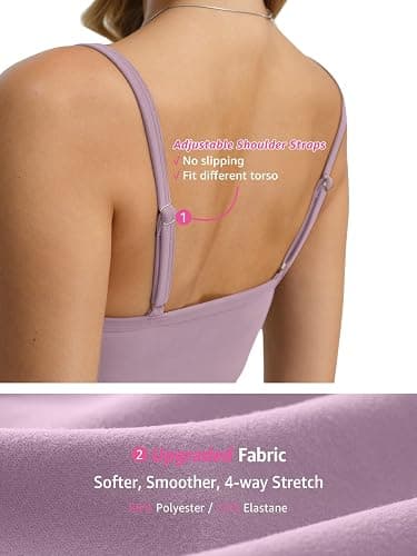 EasyGala Womens Built in Shelf Bra Tank Top Padded Spaghetti Strap Camisole | Buttery Soft, Tight Fitted, Crop Tops, Square Neck, Cami Shirts, Sleeveless, Camisole, Trendy, Workout, Going Out Outfits thumbnail 5