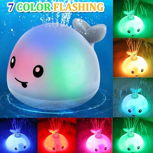 Bath Toys for Kids Ages 1-3 - 1 2 3 Year Boys Girls Gifts | Christmas Stocking Stuffers 6-12-18 Months | Light Up Whale Bath Toy Sprinkler Toddler Bathtub Pool Water Table Toys thumbnail 7