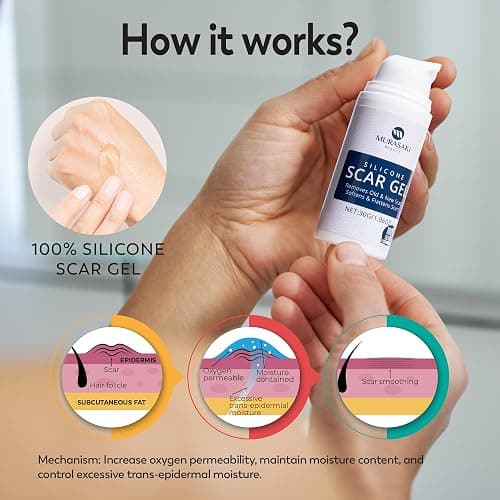 100% Silicone Scar Gel Scar Cream - Advanced Scar Gel for Surgical Scars, C-Section, Stretch Marks, Acne, Injury, Burns, Keloids, Old and New Scars 1.06oz(30g) (Maximum Strength 100% Silicone) thumbnail 7