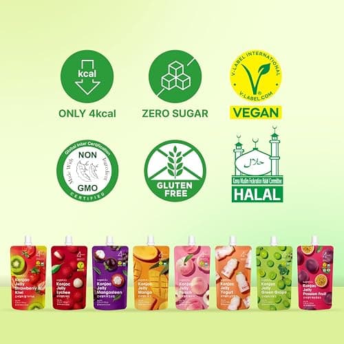 Sugarlolo Konjac Sweet Peach Jelly Snack - Vegan Jello with Zero Sugar | Only 4 Calories per Pouch | Low Calorie Korean Snacks5.29 Oz (150g) | 10 Pack thumbnail 3