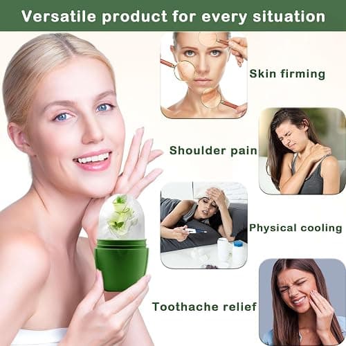 XHJRI Ice Face Roller Massager,Ice Cube Roller for Face, Eyes and Neck Naturally Conditioning and Skin Care,De-Puff Eye Bags,Reduce Migraine Pain,Reusable Massage Silicone Ice Mold (New Green) thumbnail 8