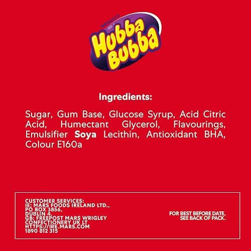 Hubba Bubba Chewing Gum, Seriously Strawberry, 20 Packs of 5 Pieces thumbnail 3