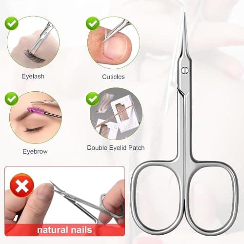 CGBE Cuticle Scissors Extra Fine Curved Blade, Super Slim Manicure Scissors for Cuticles Professional Small Scissors with Precise Pointed Tip Grooming Blades, Eyebrow, Eyelash, and Dry Skin - Silvery thumbnail 7