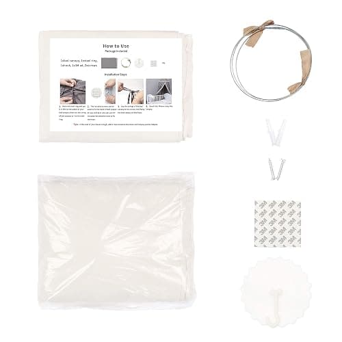 IBIZA VIBE MAMERIA Kids Bed Canopy with Frills Cotton Hanging Tent Curtain Net for Reading Nook Hideaway Bedding Play Room Decor (Beige) thumbnail 5