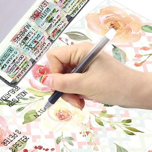 Fancy Land Floral Bible Tabs 90 Decorative Bible Tabs Laminated Colorful Bible Book Indexing Tabs Old and New Testament Laminated Matte Film Pretty Gift for Women Girls thumbnail 2