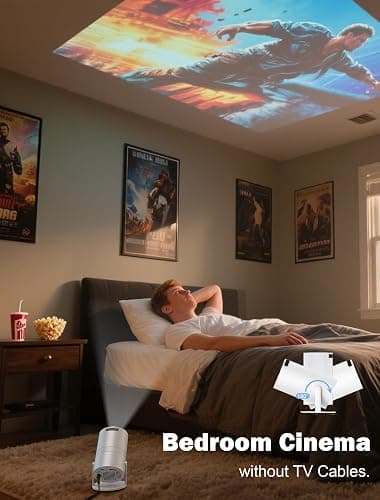WellSonic Mini Projector Support 4K, 200 Ansi Outdoor & Home Movie Portable Projector with Wifi6 and 5.0 Bluetooth, Automatic Keystone Correction, 180°Rotatable, Compatible with HDMI USB PC Laptop thumbnail 9