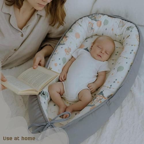 SkyLes Baby Nest Pod for Newborn 0–12 Months – Baby Lounger with Memory Foam Mattress (60×25cm), Removable Washable Cover, Soft and Breathable Fabric. thumbnail 6