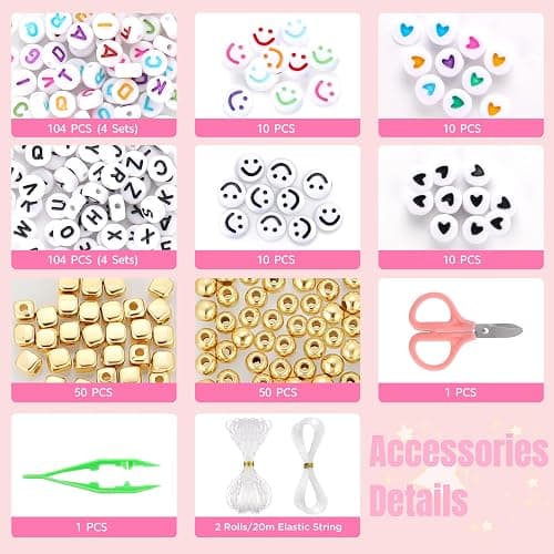Funtopia 13000pcs 4mm Seed Beads for Jewelry Making, 5 Types 120 Colors Small Glass Beads for Bracelets, Friendship Bracelet Kit with Alphabet Letter Beads, Smile Face Beads for DIY, Art and Craft thumbnail 5
