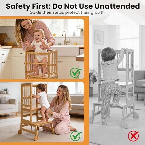 HBTower Toddler Standing Tower, Kids Kitchen Step Stool with Safety Rails | Stable Toddler Learning Tower for Kitchen Counter with Anti-Slip Feet, Hold Up to 450 LBS, Natural Bamboo & Easy to Clean thumbnail 8