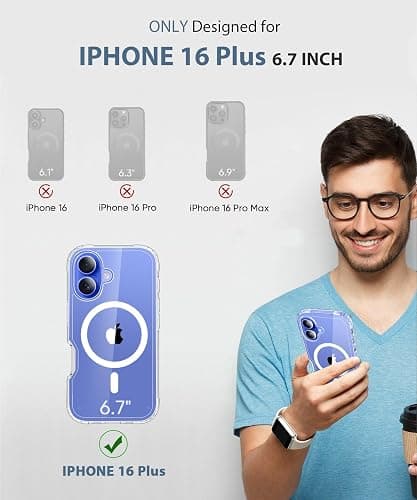 BANLEA Magnetic for iPhone 16 Plus Case Built-in Screen Protector, Clear | with Camera Lens Protector, [Compatible with MagSafe] Full Body Phone Case, Protective Cover for iPhone 16Plus 6.7" thumbnail 2