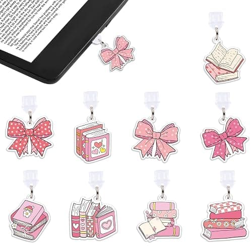 Wxiben Dust Plug Charm for Kindle - 9 Pack Dust Plug Compatible with Type C/USB C Charging Port Pendant Plug Cover for Phone E-Reader Book Lover Gifts Dust Plug Accessories for Women Men - Image 1