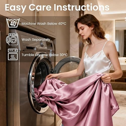 Love's cabin Satin Queen Sheets Set, 4 Pieces, Rose Taupe, 15" Deep Pocket | Luxury Silky Touch Bedding Set: Fitted Sheet, Flat Sheet & Pillowcases, Soft Smooth Silk Feel, All-Around Elastic Snug Fit thumbnail 6
