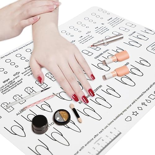 Nail Tech Practice Mat, Acrylic Nail Art Training Silicone Mat, Foldable Washable Nail Desk Mat for Practice Nails, Nail Salon Accessories & Nail Art Practice Sheet thumbnail 6