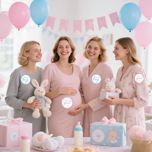 SerpizePaty 60pcs Team Boy or Girl Gender Reveal Stickers | 2 Inch Pink or Blue Baby Shower Stickers, Gender Reveal Decorations for Party Games Supplies thumbnail 6