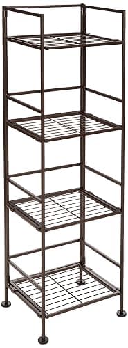 Amazon Basics 4-Tier Iron Towel Shelf for Bathroom, Black, 11.4"L x 11.8"W x 44.5"H - Image 1