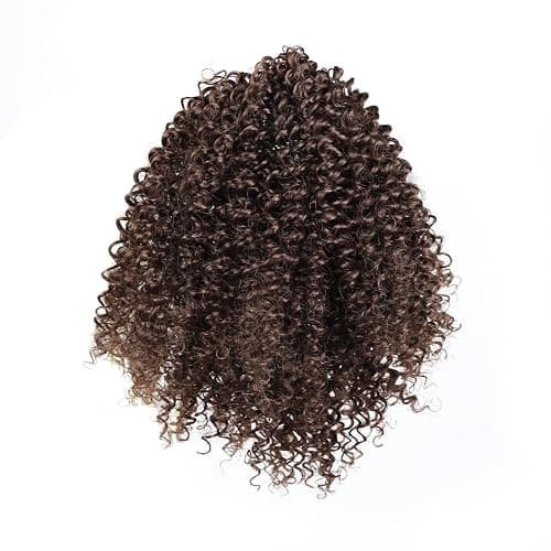 MKJVEN Afro Kinky Curly Ponytail Extensions 10 Inch Drawstring Ponytail For Black Women Dark Brown Syrnthetic Ponytail Hair Piece (4#Medium Brow) - Image 1
