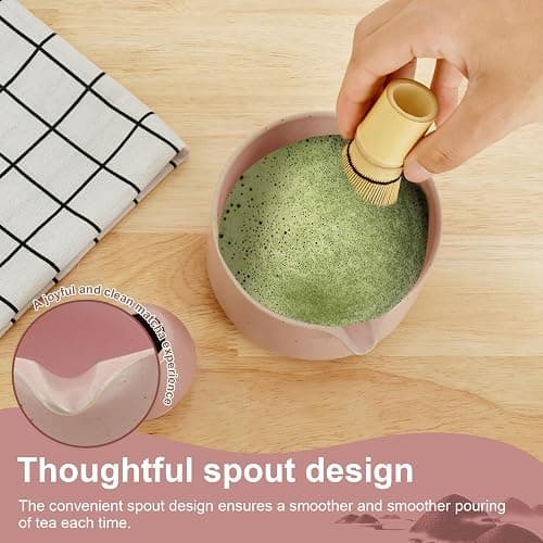 4Pcs Matcha Whisk Set, Japanese Matcha Tea Set,Ceramic Matcha Bowl Matcha Whisk Holder Bamboo Matcha Whisks and Bamboo Scoop Handcrafted Matcha Kit for Traditional Japanese Tea (G) thumbnail 5
