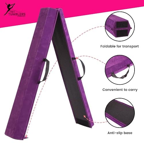 Gymnastics Beam For Kids - Amazing Balance Equipment For Children at Home -210/240/270cm - Faux Suede, High Density EVA Foam - Flash Cards, Carry Straps, Carry Case and Multiple Colours! thumbnail 3