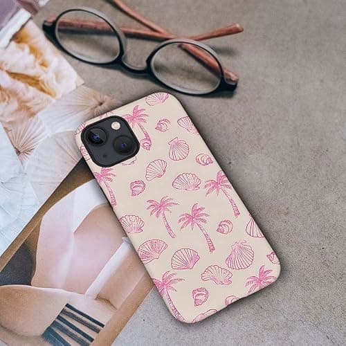 DAIZAG Case Compatible with for iPhone 14,Pink Seashells Palm Trees Beach Phone Case for iPhone 14 for Girl Women Boy Men thumbnail 7