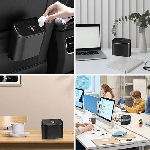 JOYSKY Car Trash Can Mini Trash Can Foldable Car Trash Bin with 100 Pieces Trash Bags Small Storage Box with Lid 15.5 x 6.5 x 14 cm thumbnail 5