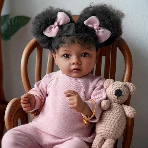 BABESIDE Lifelike Reborn Baby Dolls Daisy Black Girl- 20 Inch Soft Body Realistic-Newborn Handmade Real Life Baby Dolls with Clothes and Toy Gift for Kids Age 3+ thumbnail 7