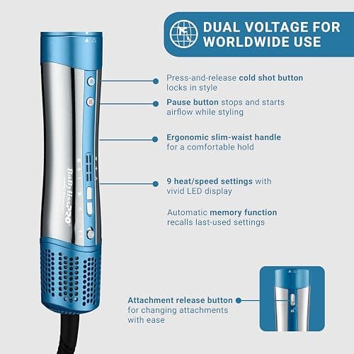 BaBylissPRO StyleSwitch Ionic Multi-Styler, Air Styler and Hair Dryer, Lightweight Hot Air Brush with 5 Attachments, Automatic Dual Voltage thumbnail 4