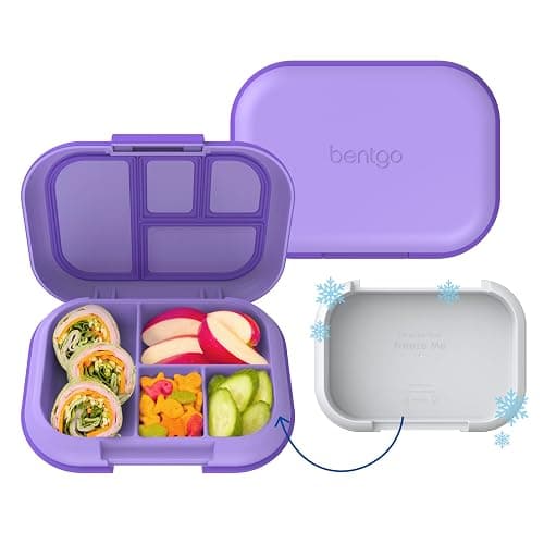 Bentgo Chill Kids Leak-Proof Lunch Box - 4-Compartment Bento Box with Built-In Ice Pack, 3.3 Cup Capacity, PFAS & BPA-Free, Microwave & Dishwasher Safe, Ideal Size for Ages 3 to 7 (Purple) - Image 1