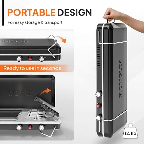 ROVSUN 2-in-1 Portable Camping Stove with Grill thumbnail 3