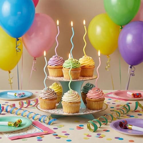 24 Pcs Rainbow Colors Spiral Long Thin Birthday Candles, Twisted Curved Candle Cake Topper, Birthday Parties, Wedding Decoration thumbnail 6