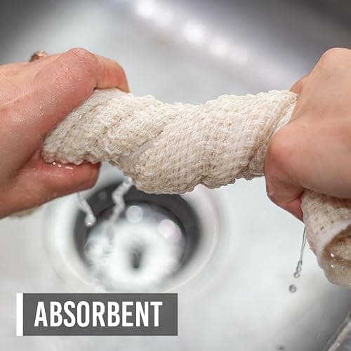 Country Cottons Old Fashion 100% Cotton Made in The USA Highly Absorbent Kitchen Towels - Set of 2-24"x15" - Natural thumbnail 2