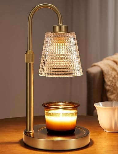 Innqoo Gold Candle Warmer Lamp with Timer, Dimmable Candle Warmer for Jar Candles, Height Adjustable Wax Melts Warmer, Birthday Gifts for Women Mom, House Warming Gifts New Home Decor - Image 1