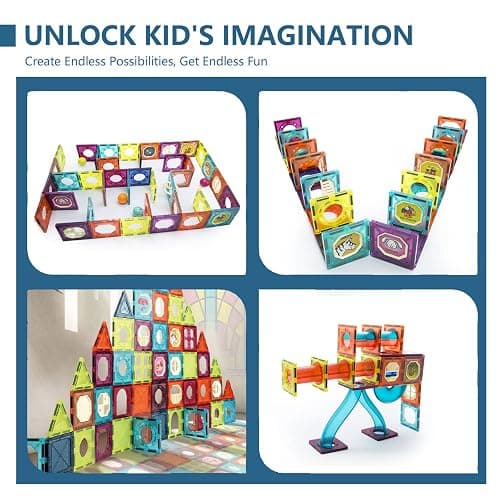 LTKFFFdp Magnetic Building Blocks STEM Educational Toys for Kids Ages 4-12, Ball Track and 3D Stacking Construction Set thumbnail 7