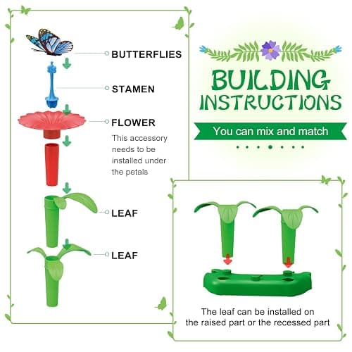 SpringFlower Toys for Girls 3 4 5 6 7 Years Old, Flower Garden Building Kit with Storage case,Educational STEM Toy and Preschool Garden Play Set for Toddlers, for Kids,148pcs thumbnail 5
