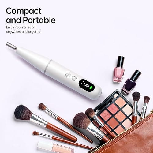 Electric Nail Drill Kit Professional - 9 Speed Cordless Electric Nail File with LED Display, Portable Nail Drill Machine for Acrylic Gel Nails, Hand Feet Trimmer Buffer Tool for Women Men Baby White thumbnail 8