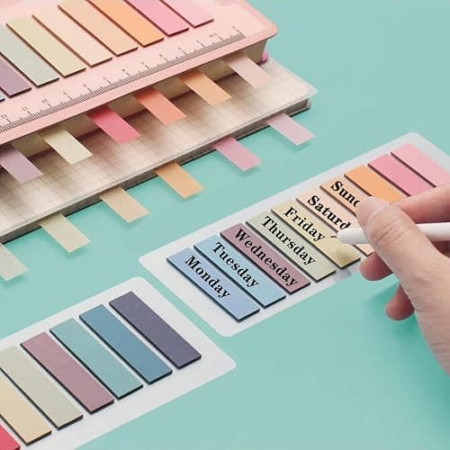ELII 1200pcs Sticky Tabs Page Markers,Morandi Sticky Note Tabs Colored Writable and Repositionable Book Flags Tabs Strip Index Tabs,Page Tabs thumbnail 2